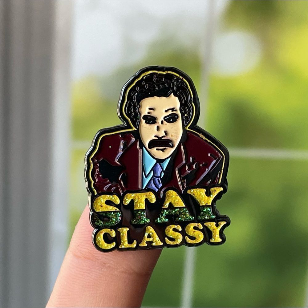 Stay Classy Ron Burgundy Enamel Pin/ Brooch Lapel